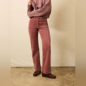 Faherty Organic Cotton Blend Stretch Terry Cord Woven Mid Rise Full Length Pants